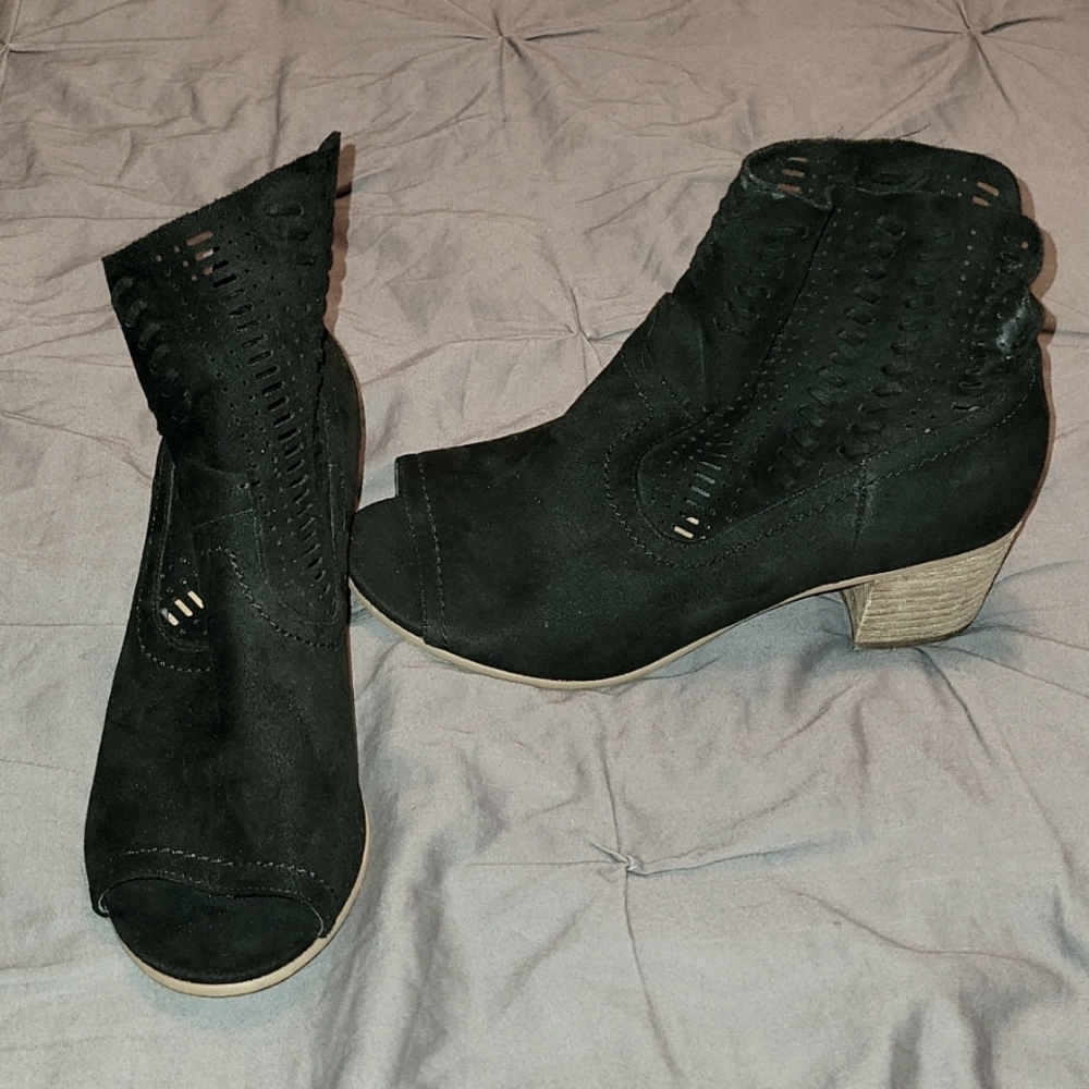 Not Rated Peep toe, black booties. Size 8